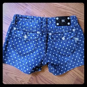 Miss Me blue jean polka dot shorts!